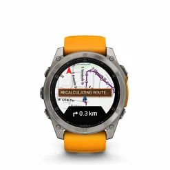 Fenix 8 51mm AMOLED Sapphire Graphit/Titanium - Armband Orange