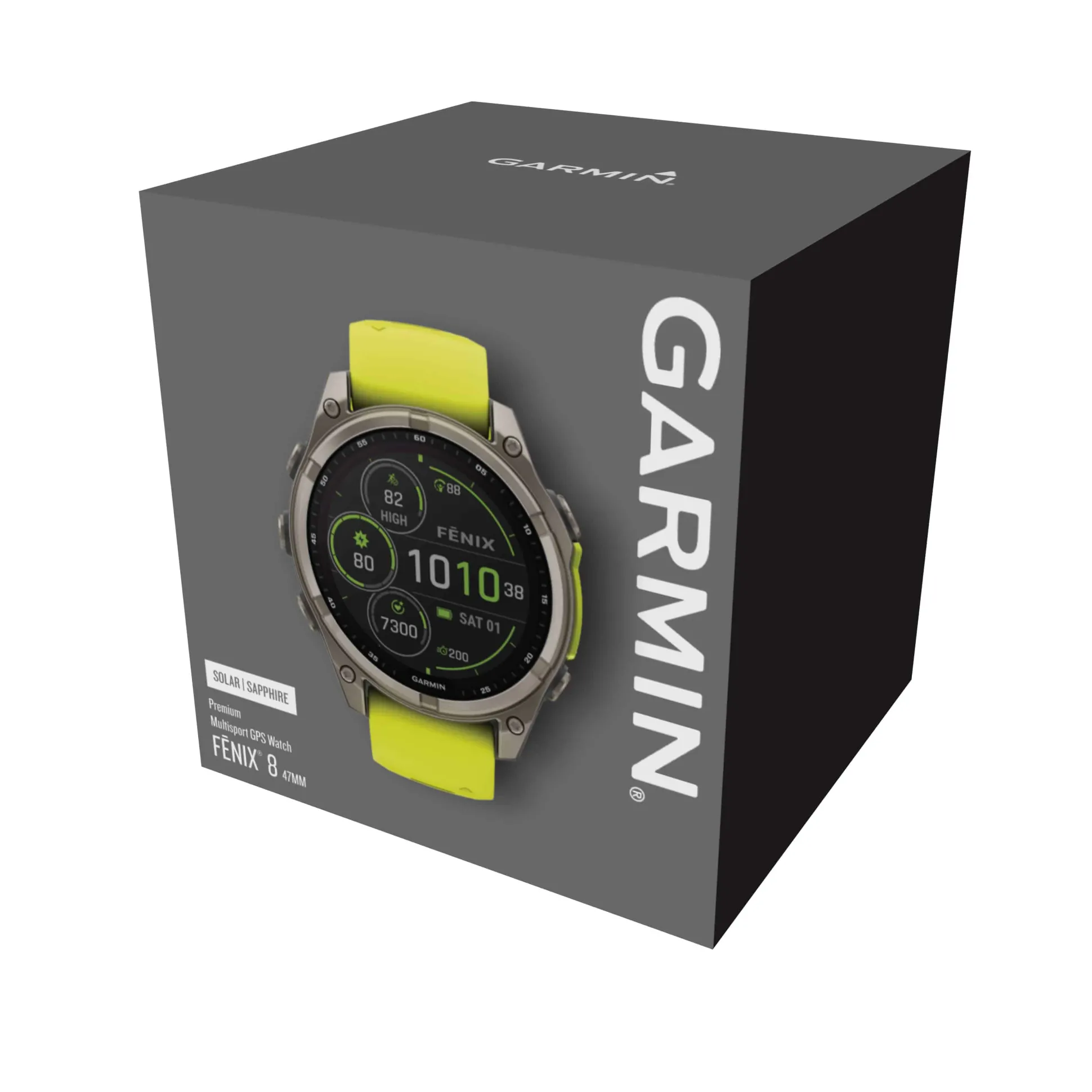 Fenix 8 47mm SOLAR Sapphire Graphit/Titanium - Armband Yellow