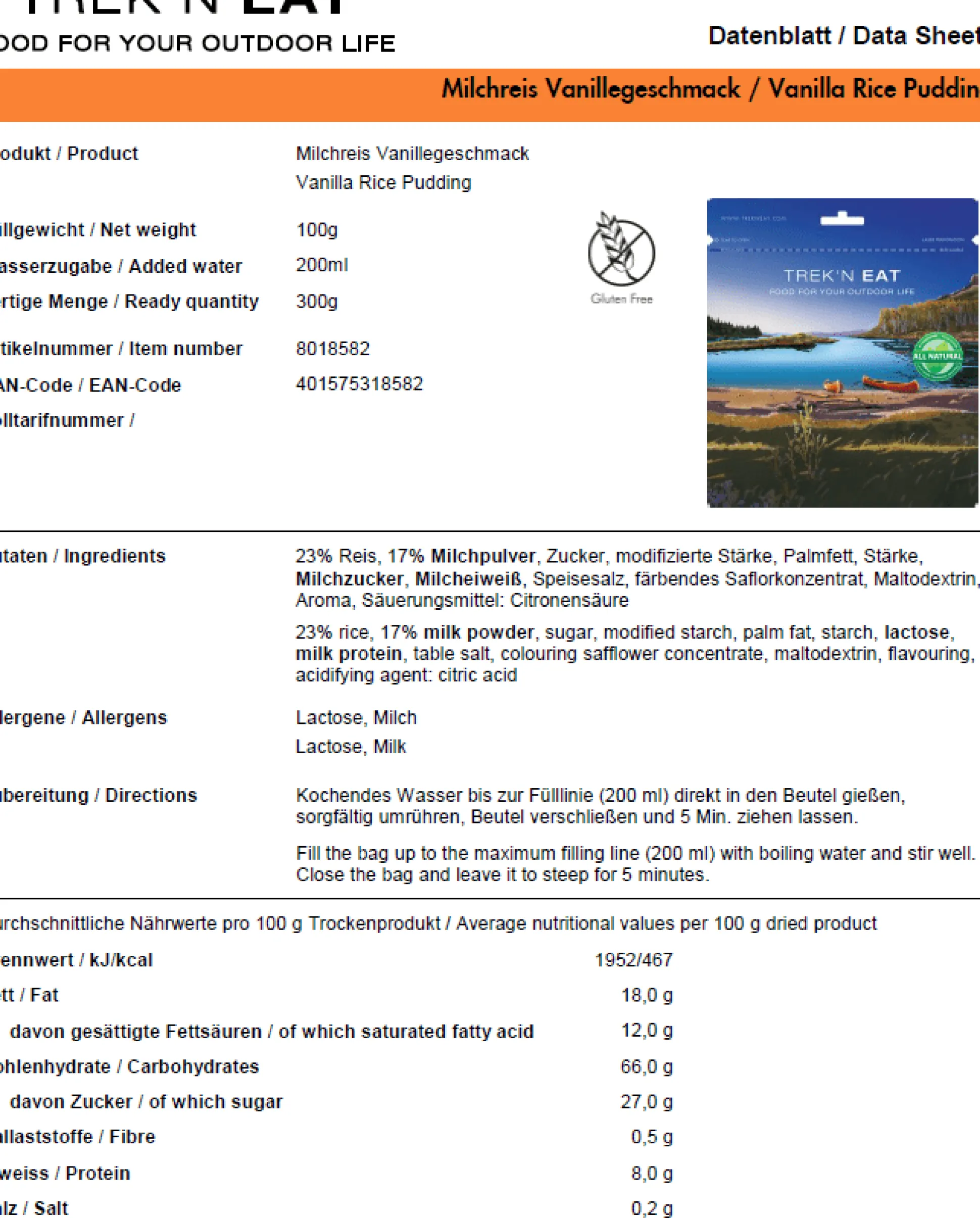 Milchreis Vanille 100 g