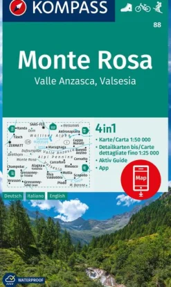 Wanderkarte 88 Monte Rosa