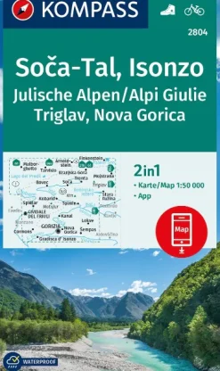 Wanderkarte 2804 Soca-Tal, Isonzo, Alpi Giulie / Julische Alpen, Triglav, Nova Gorica