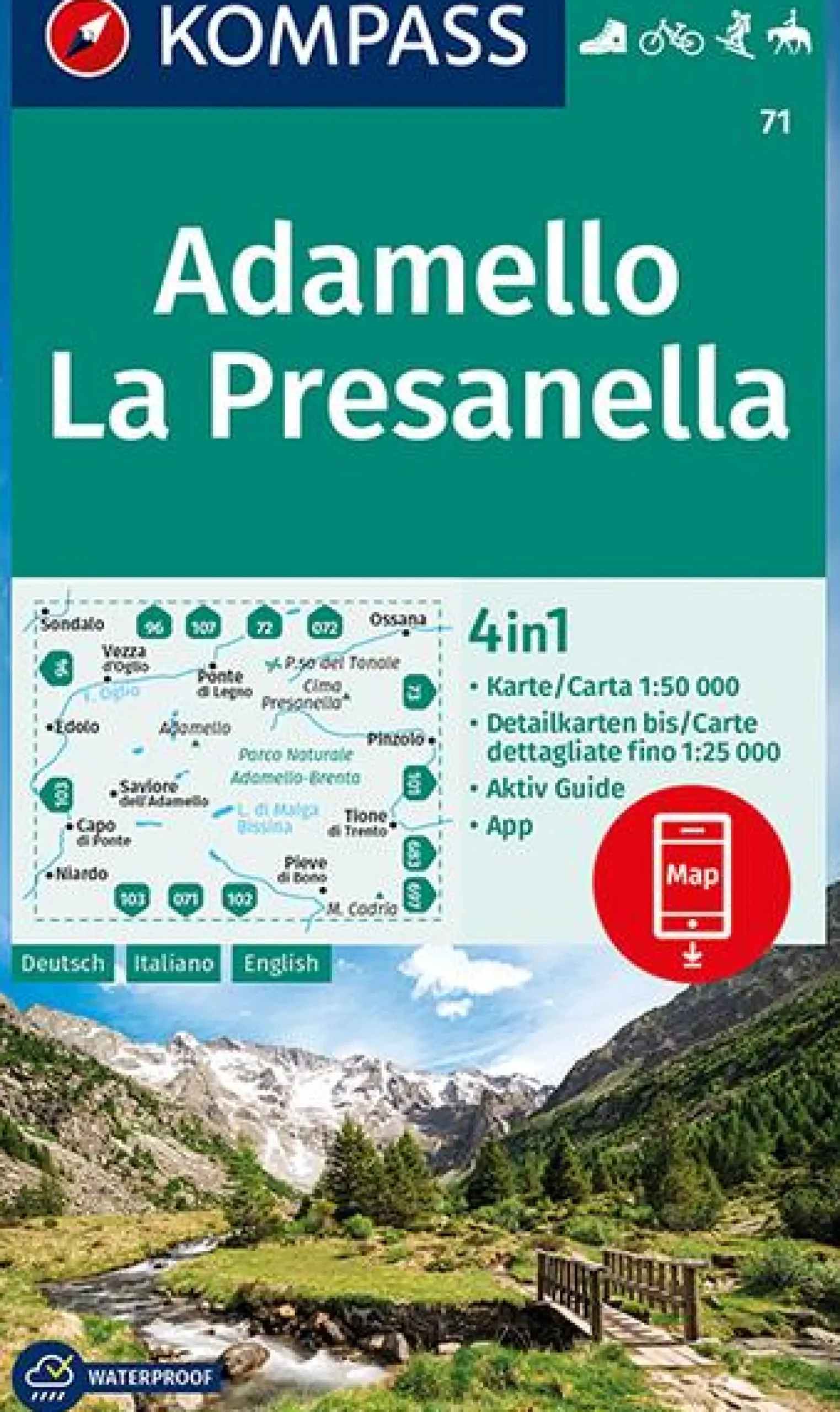 Wanderkarte Adamello, La Presanella