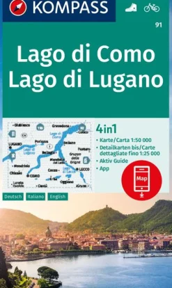 Wanderkarte Lago di Como, Lago di Lugano